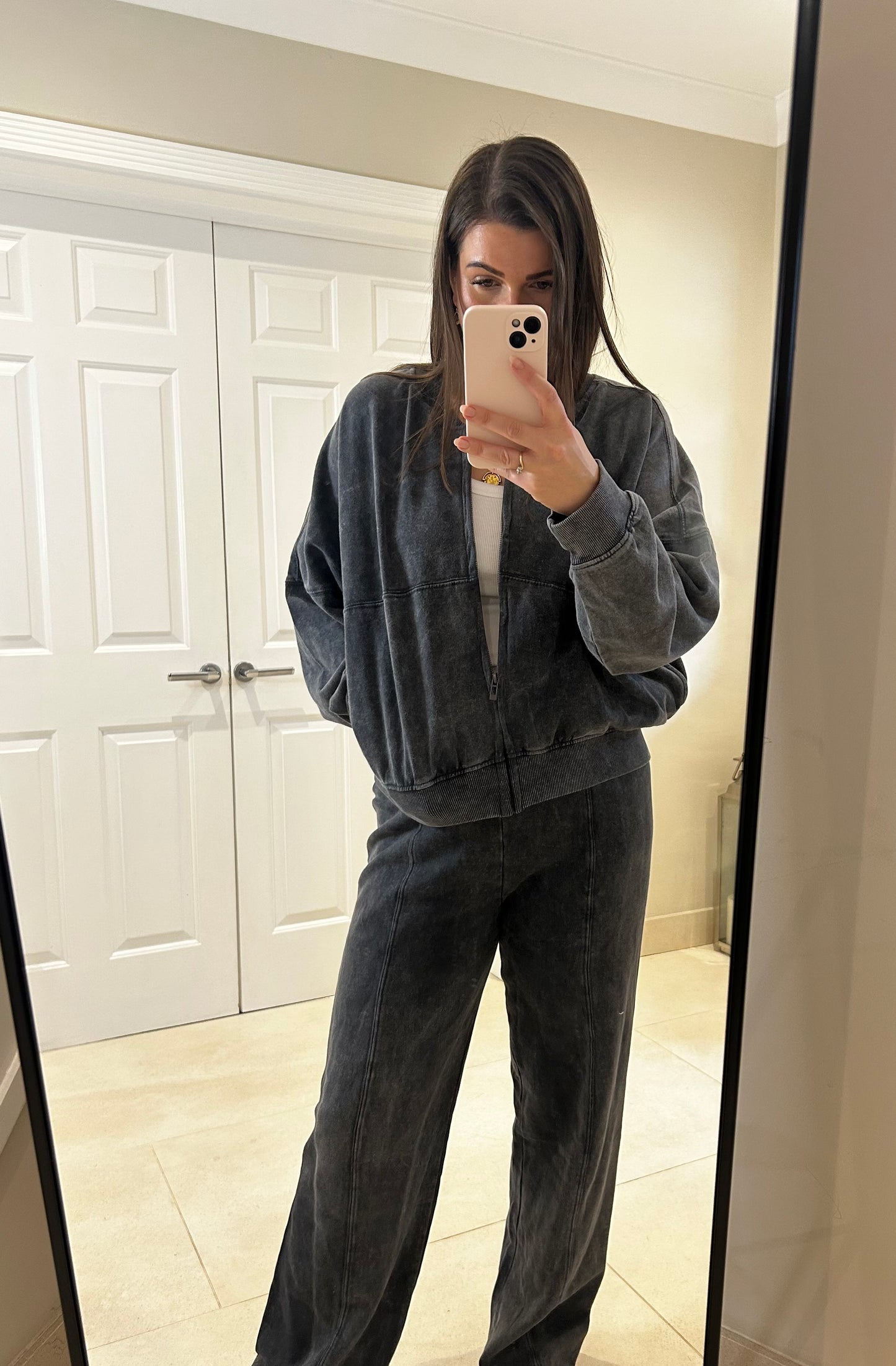 Megan Black Acid Wash Tracksuit