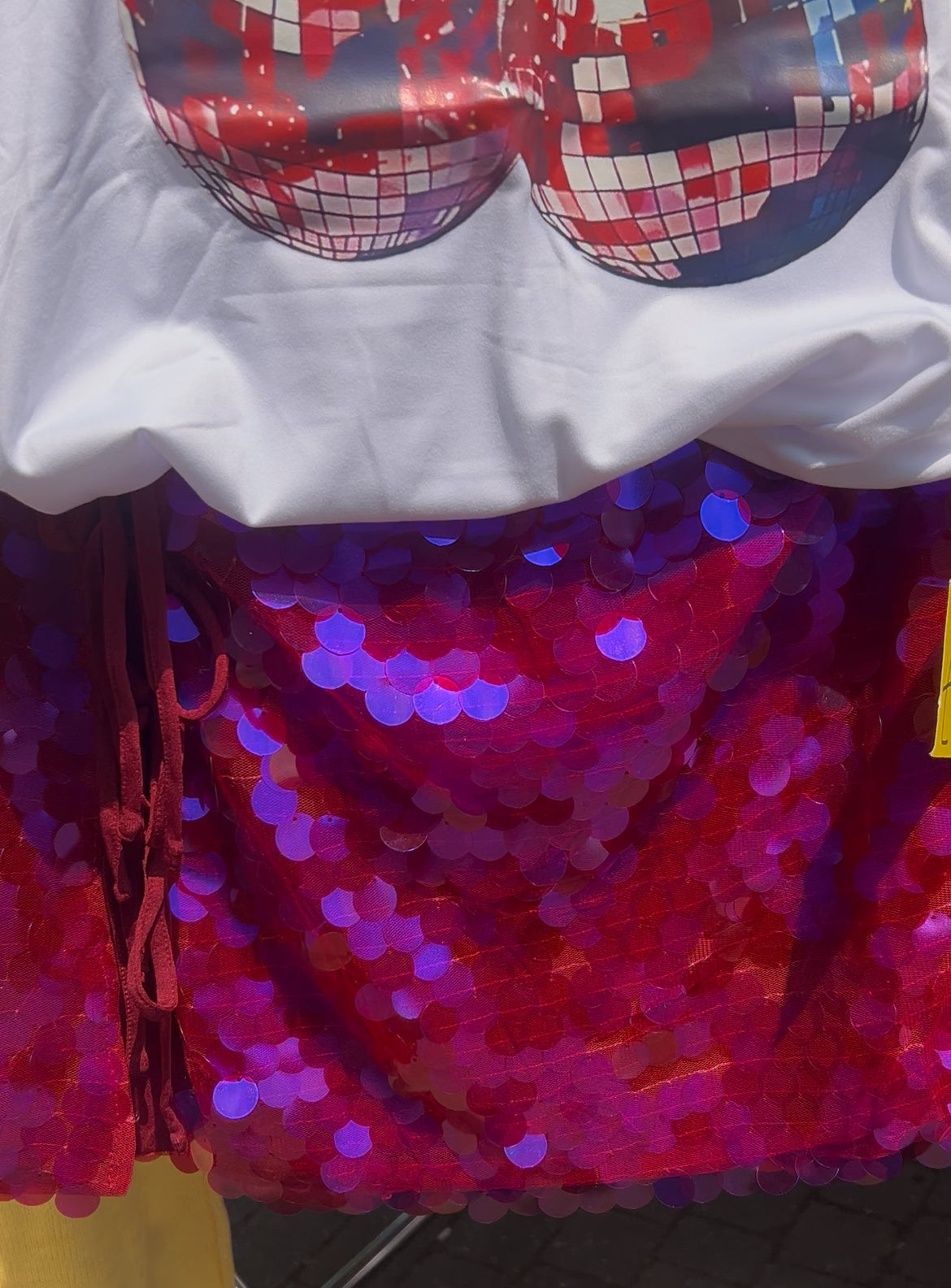 Carmen Red Sequin Side Split Skirt