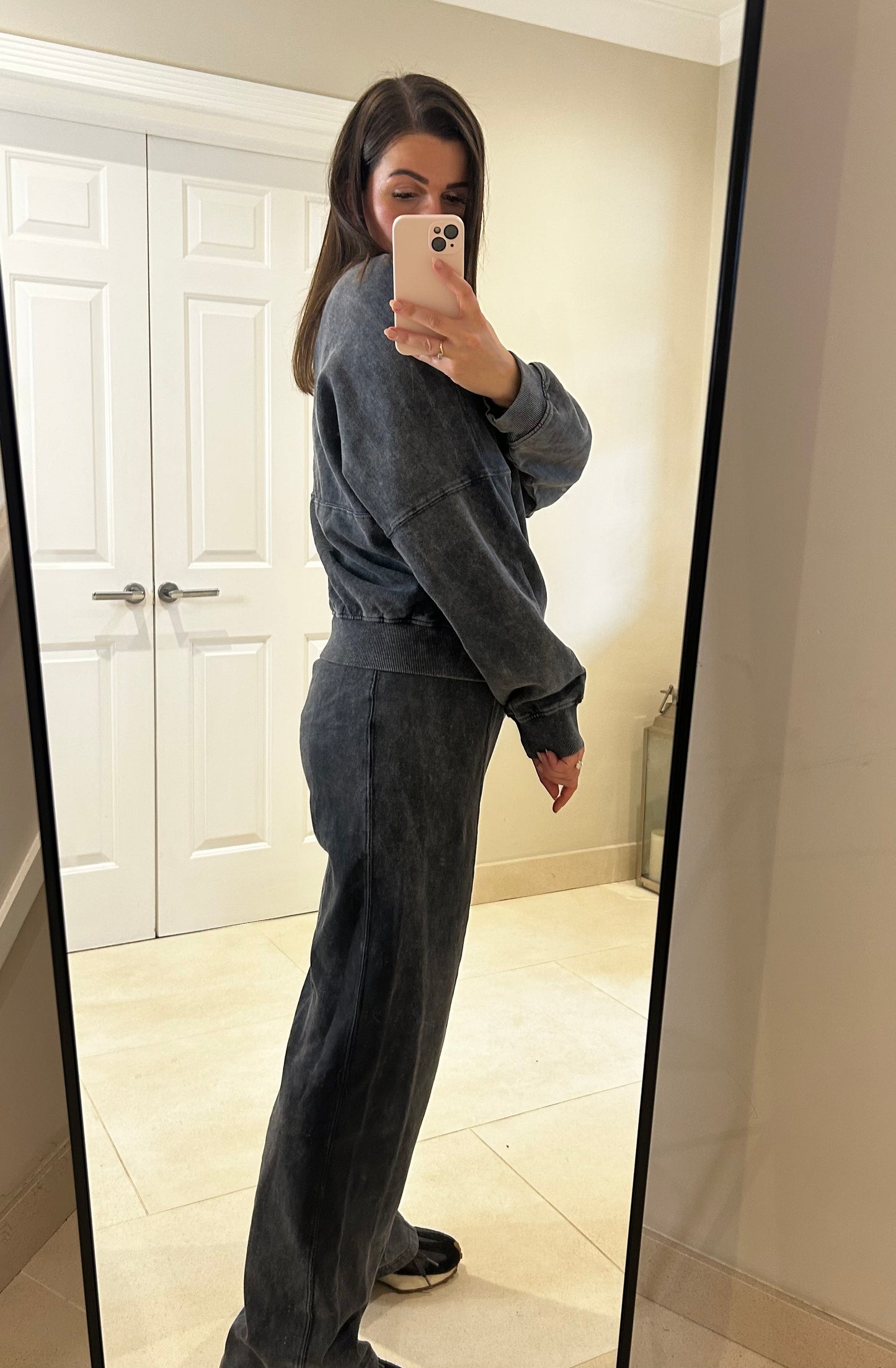 Megan Black Acid Wash Tracksuit