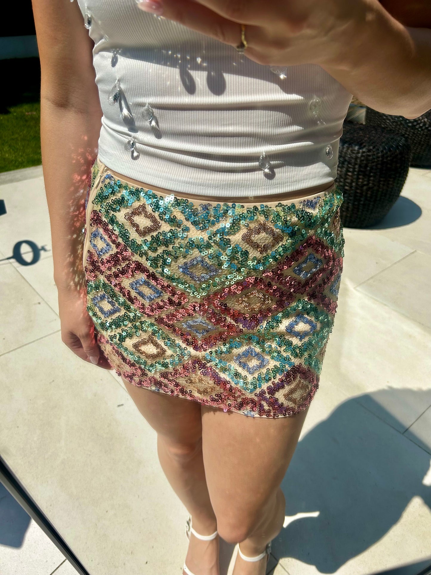 Sorrento Pink & Turquoise Sequin Skirt