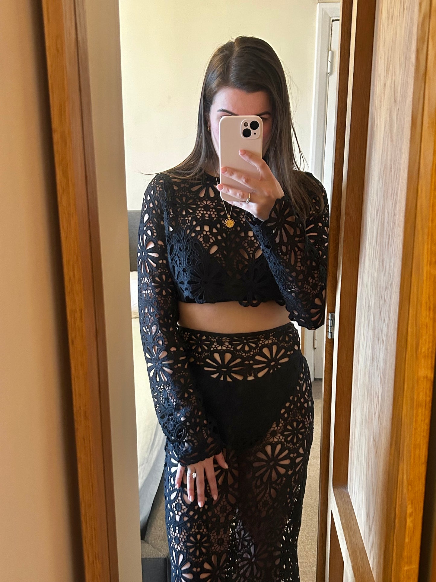 Sofia Black Floral Top & Skirt Set