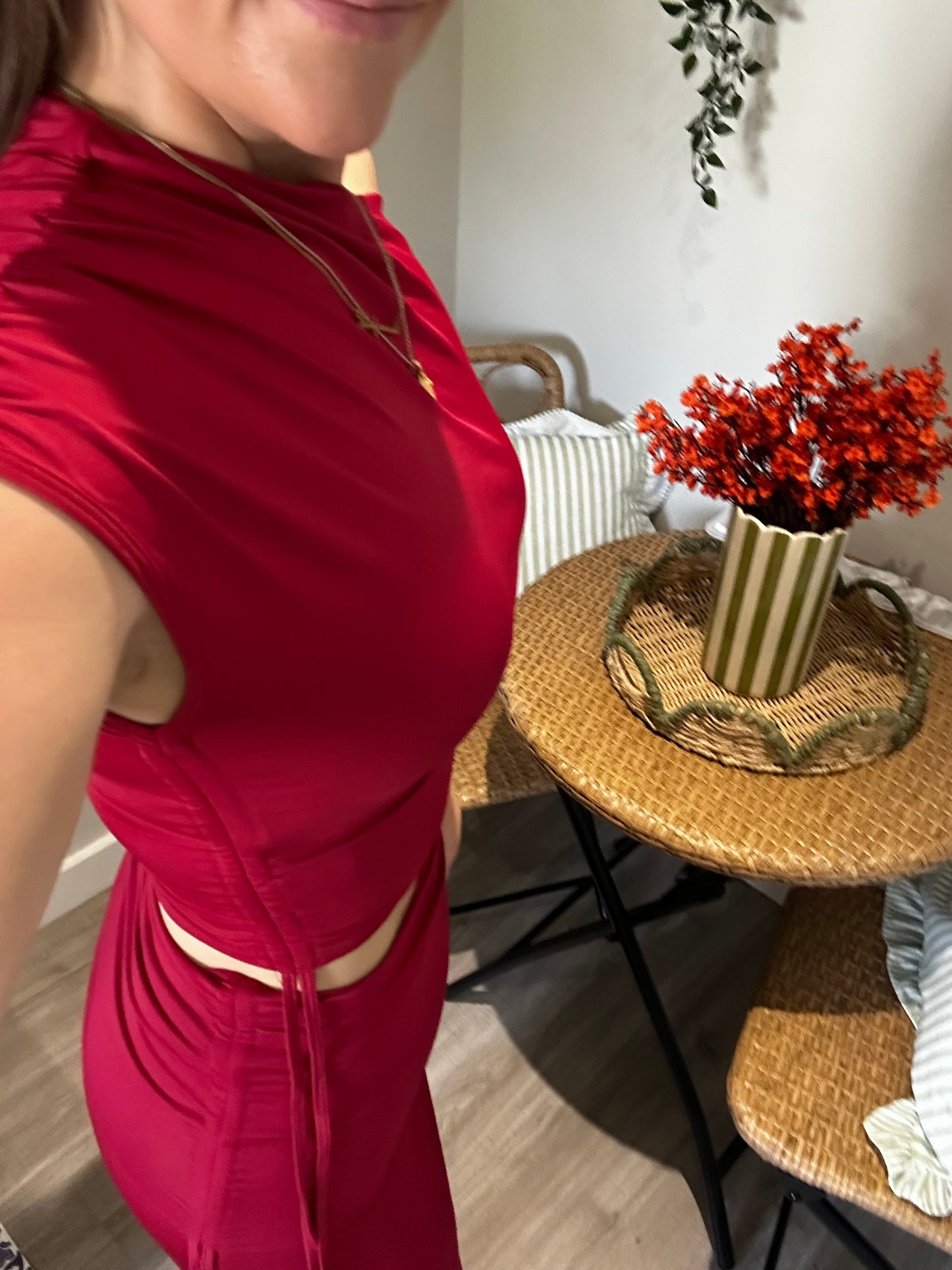 Grace Burgundy Maxi Skirt Co-Ord