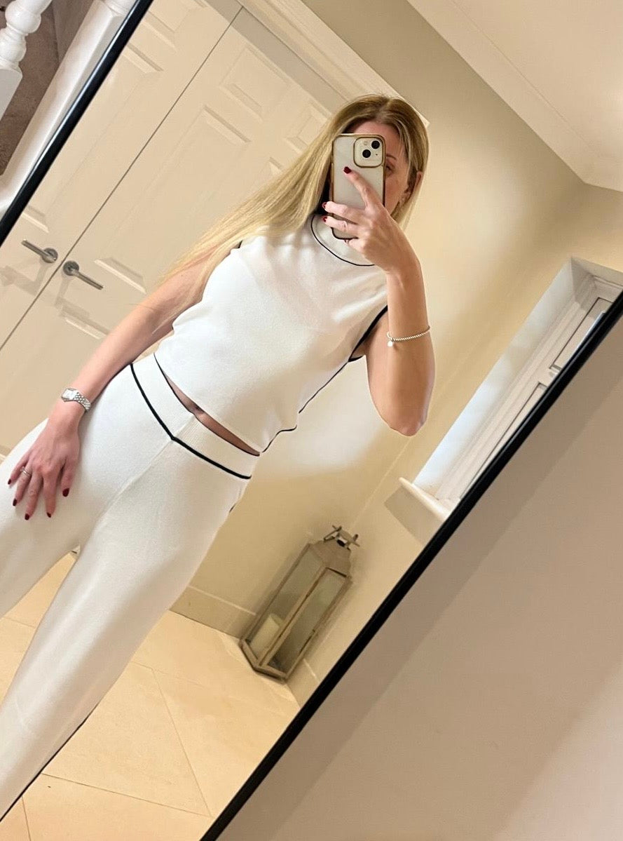 Danielle White & Black Piping Co-Ord
