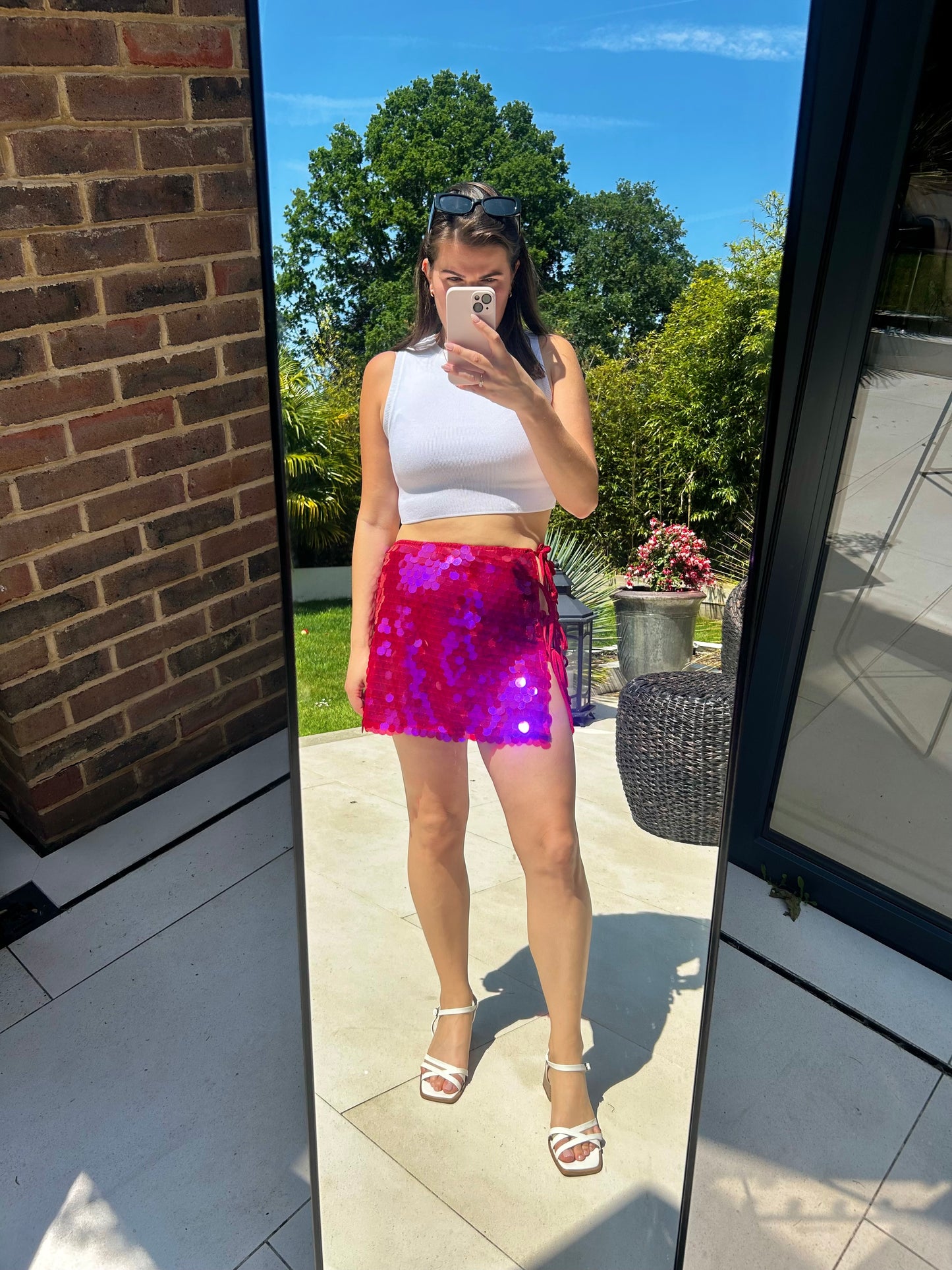 Carmen Red Sequin Side Split Skirt