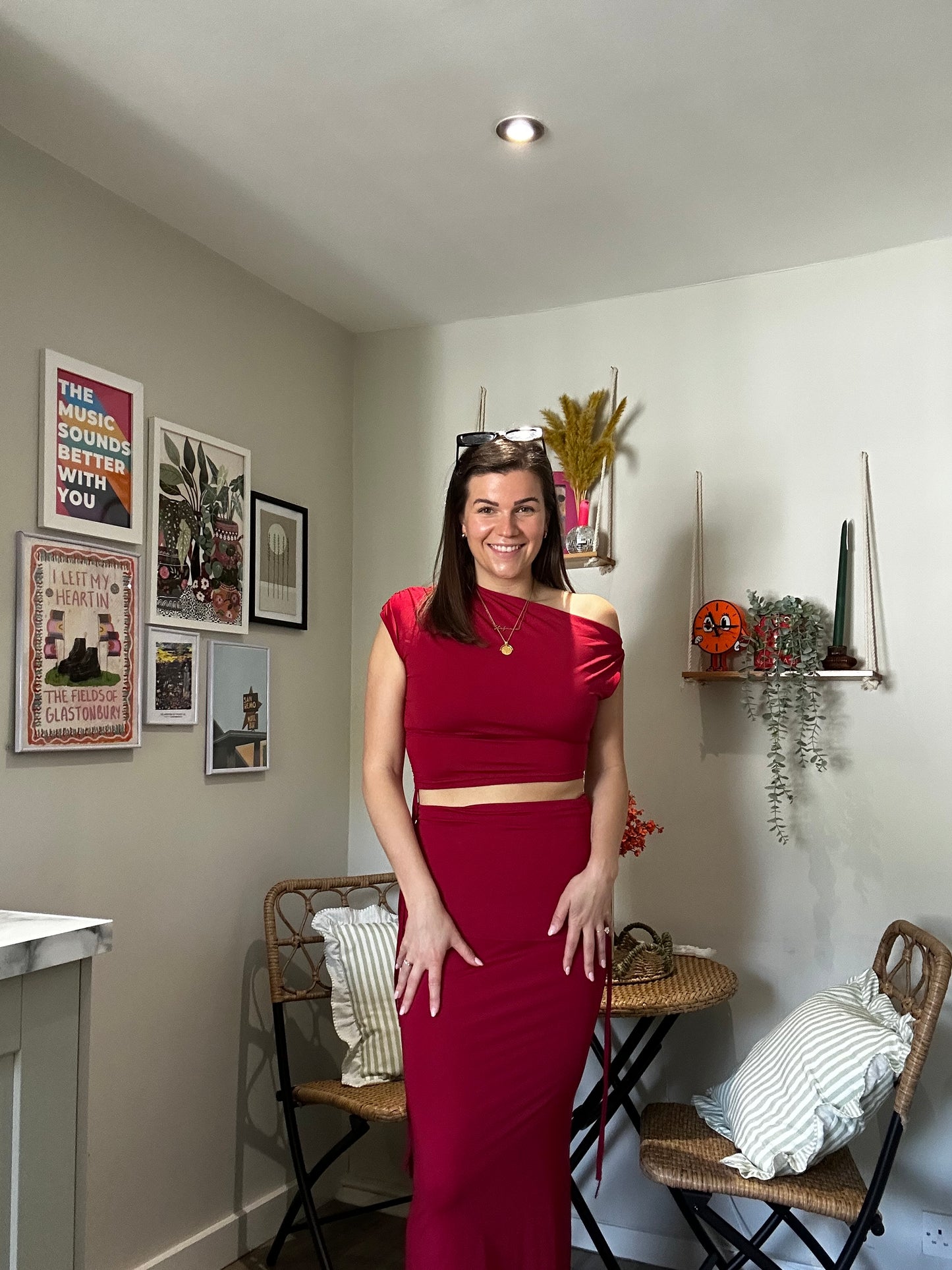 Grace Burgundy Maxi Skirt Co-Ord