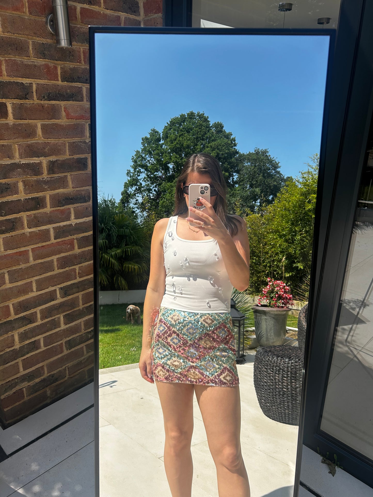 Sorrento Pink & Turquoise Sequin Skirt