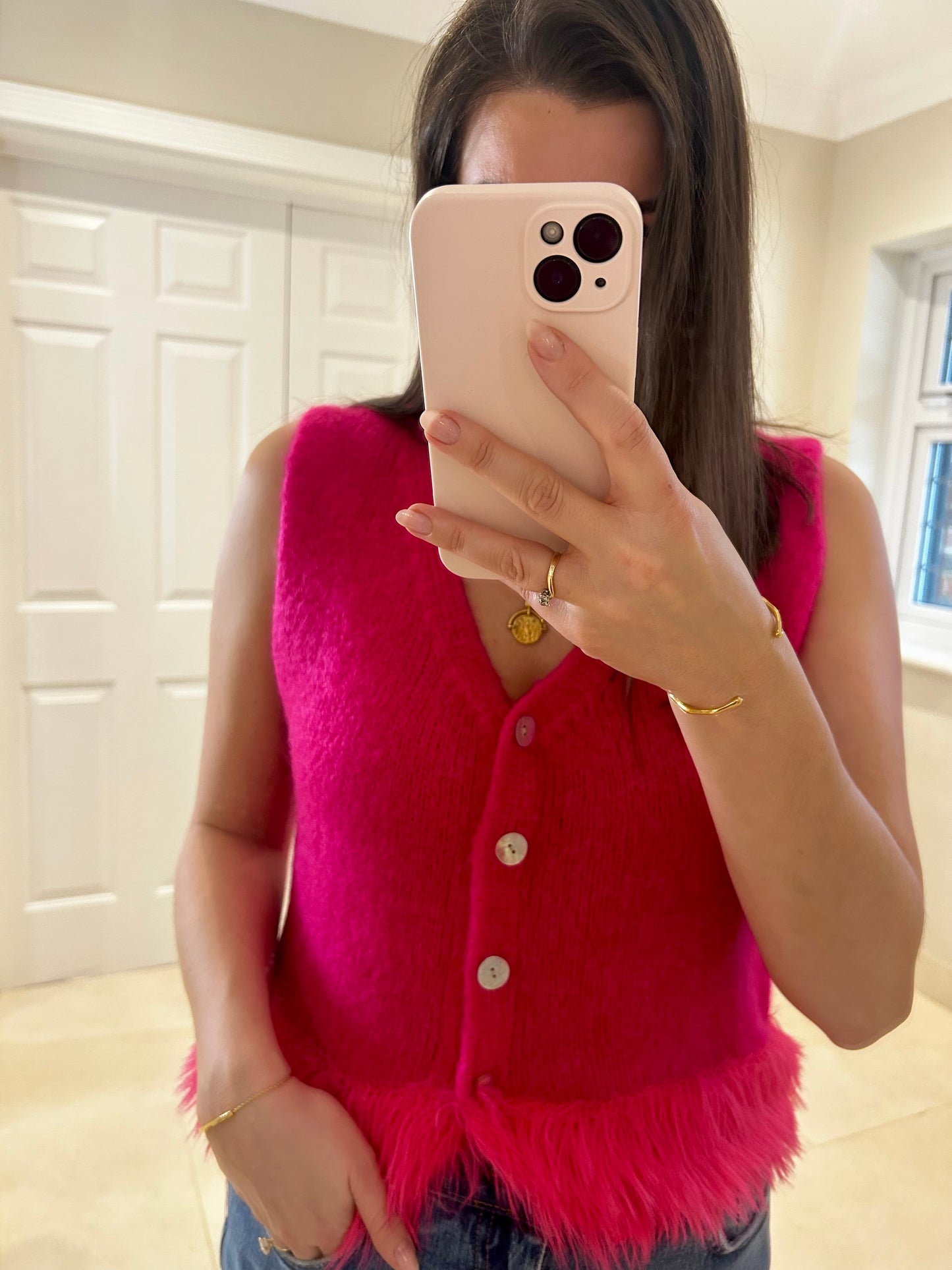Beck Hot Pink Knitted Feather Top