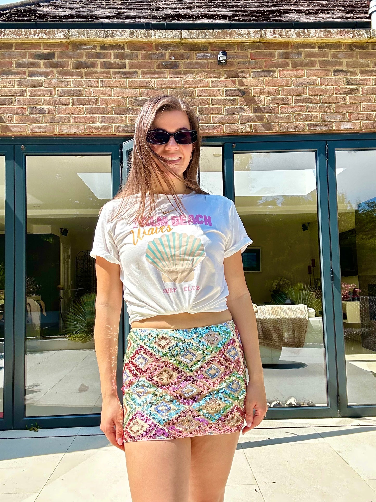 Sorrento Pink & Turquoise Sequin Skirt