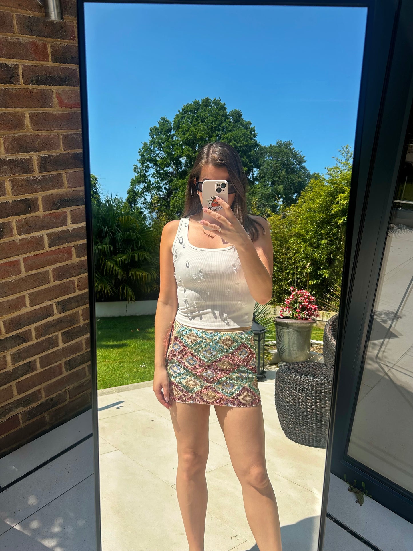Sorrento Pink & Turquoise Sequin Skirt