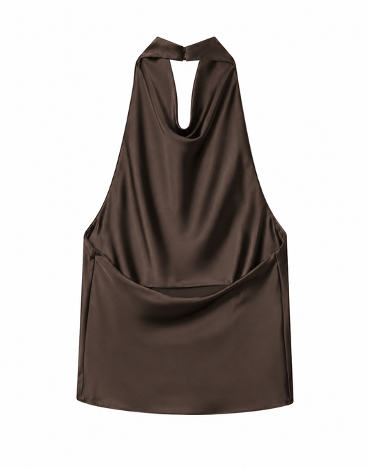 Aaliyah Brown Halterneck Top