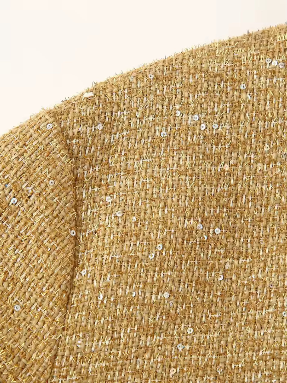Gold Sequin Bomber Jacket
