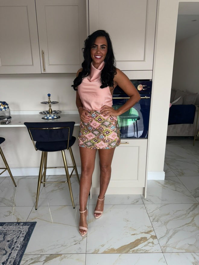 Capri Sequin Skirt Pink