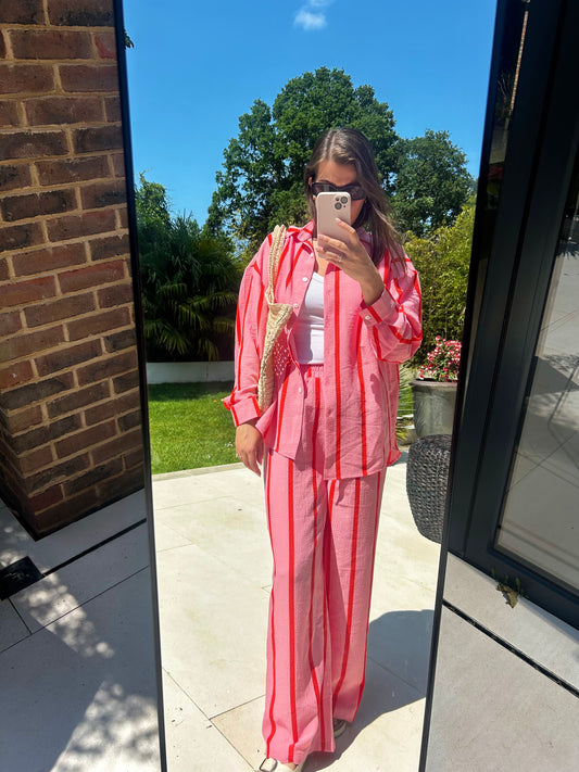 Rosie Pink & Red Stripe Trousers