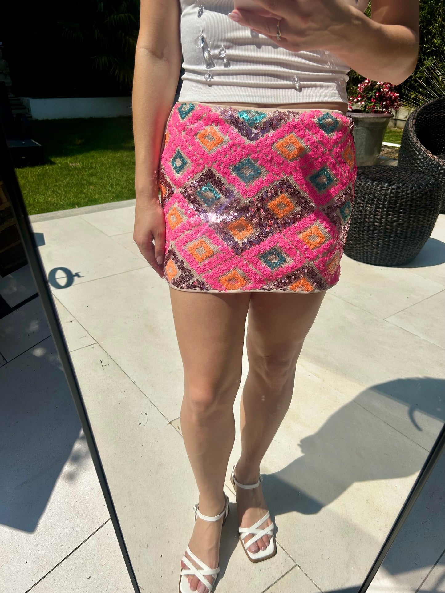 Sorrento Pink & Orange Sequin Skirt