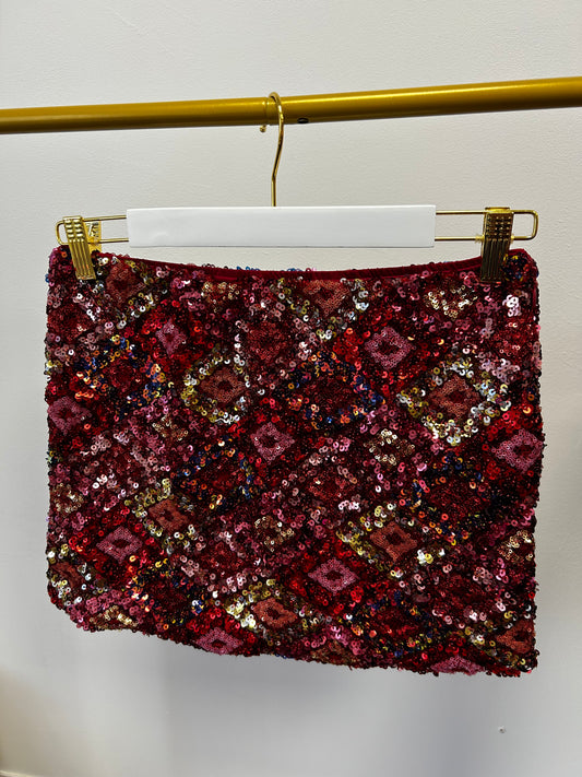 Capri Sequin Skirt Red