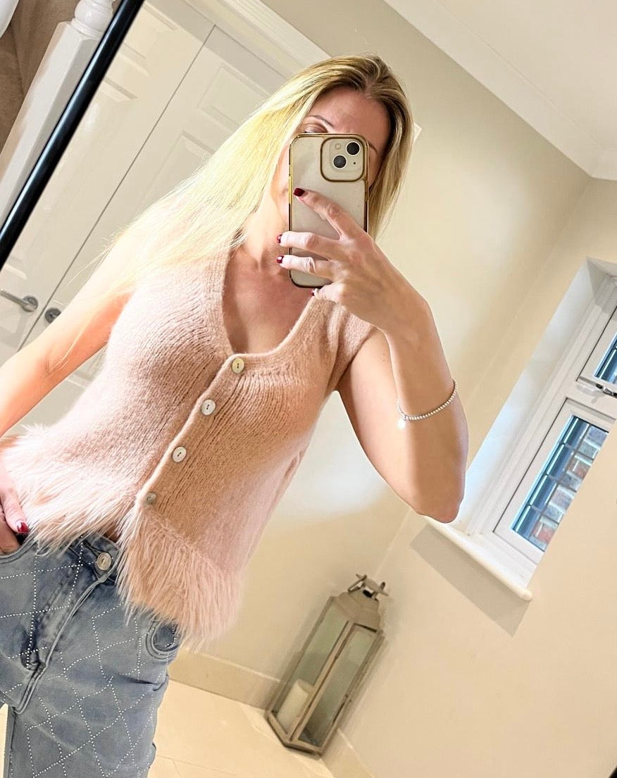 Beck Nude Pink Knitted Feather Top