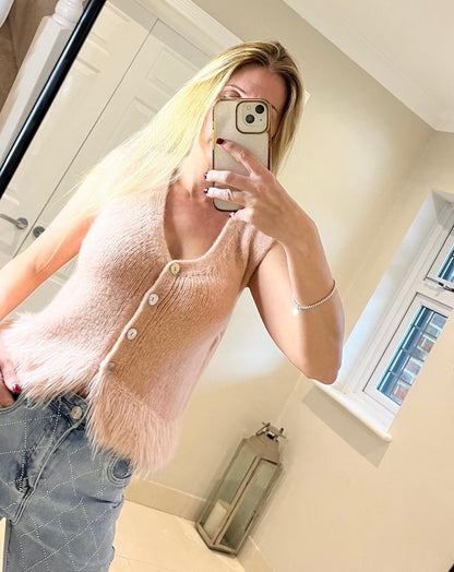 Beck Nude Pink Knitted Feather Top