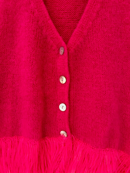 Beck Hot Pink Knitted Feather Top