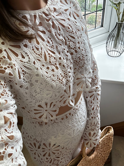 Sofia White Floral Top & Skirt Set
