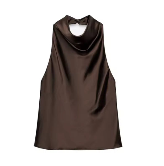 Aaliyah Brown Halterneck Top