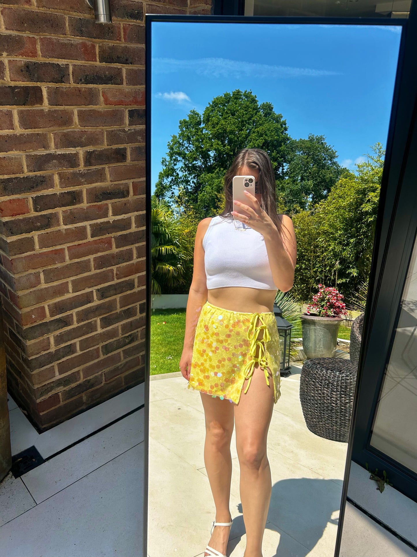 Carmen Yellow Sequin Side Split Skirt