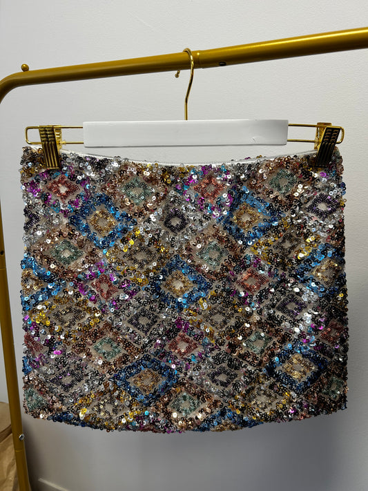 Capri Sequin Skirt Blue and Silver