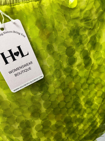 Carmen Green Sequin Side Split Skirt