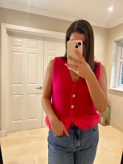 Beck Hot Pink Knitted Feather Top
