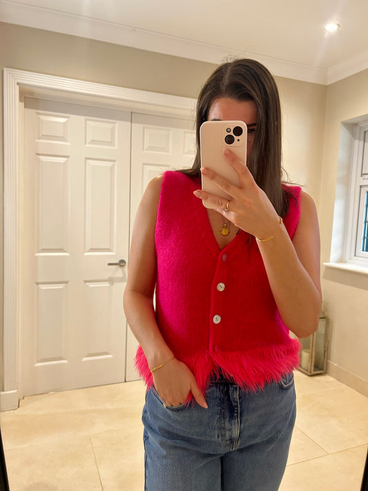 Beck Hot Pink Knitted Feather Top