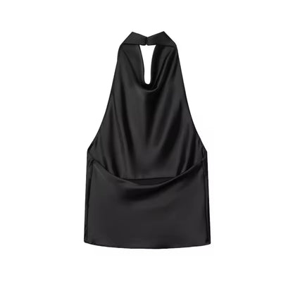 Aaliyah Black Halterneck Top