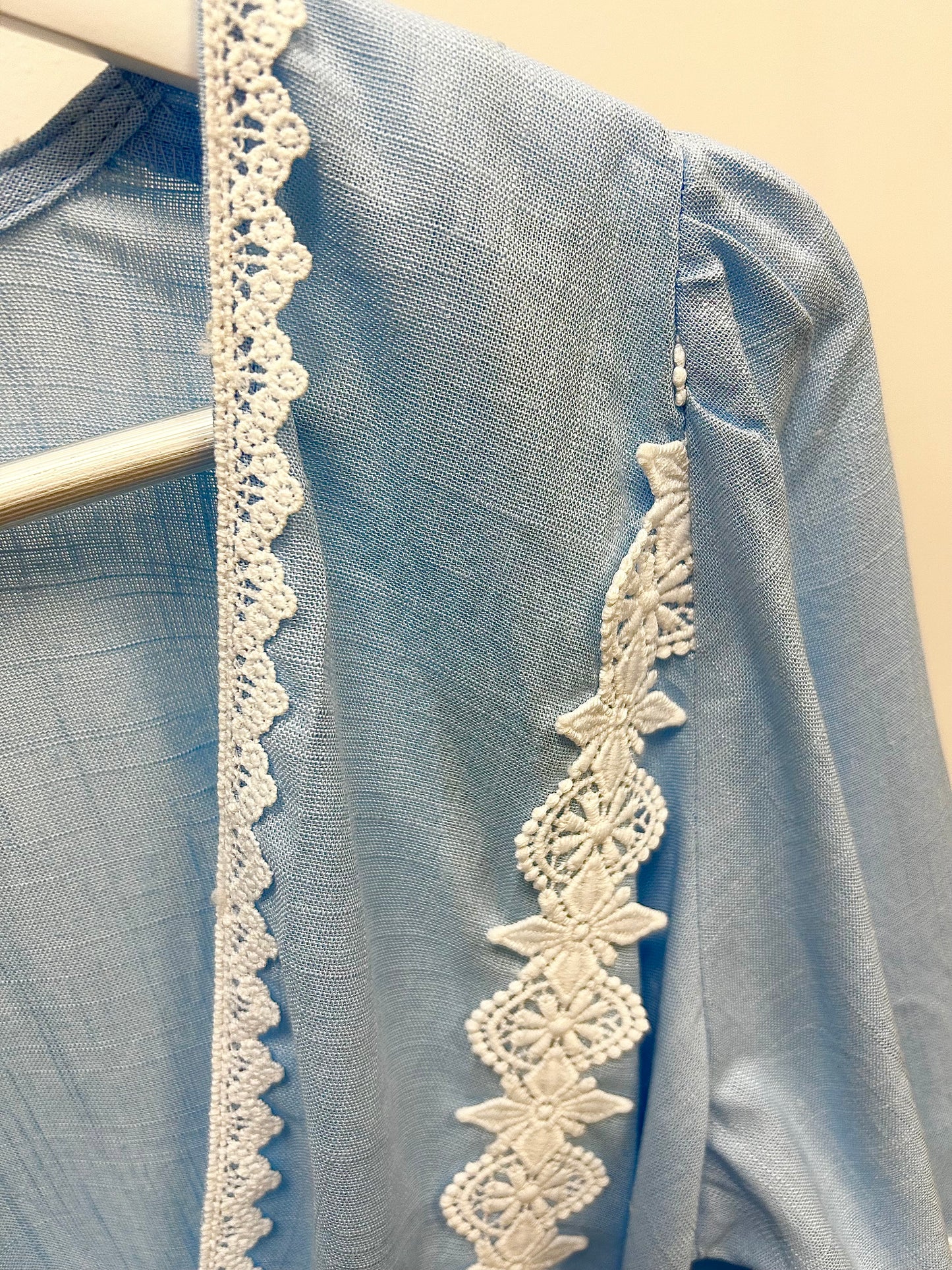 Ellie Blue & White Broderie-Anglaise Wrap Top