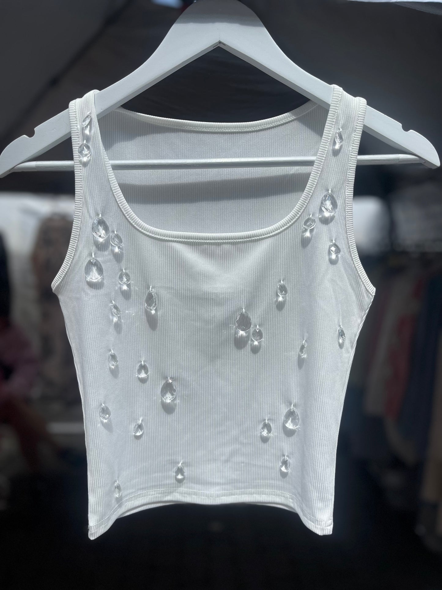 Cara Jewel White Vest Top