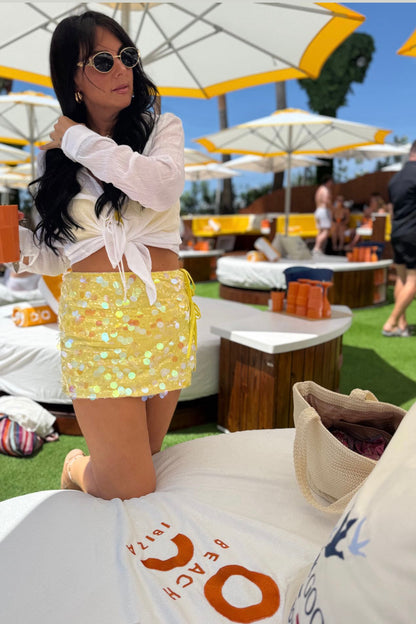 Carmen Yellow Sequin Side Split Skirt