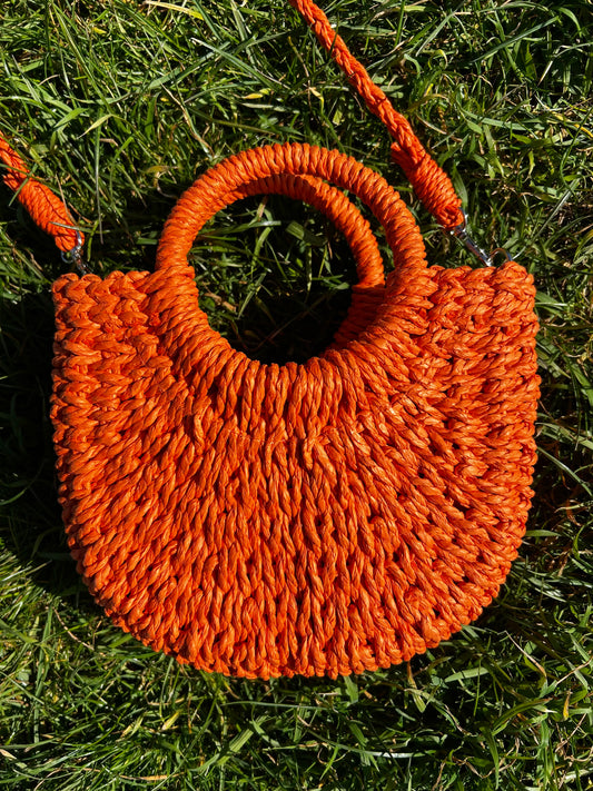 Bellita Orange Straw Bag