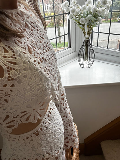Sofia White Floral Top & Skirt Set