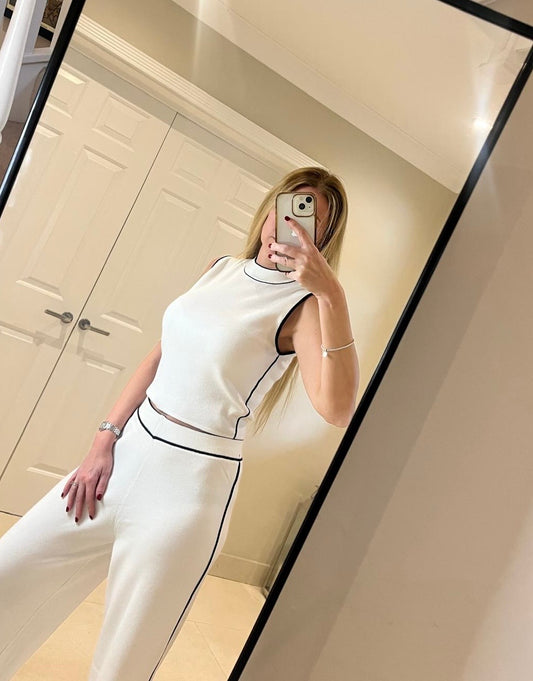 Danielle White & Black Piping Co-Ord