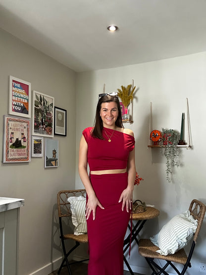 Grace Burgundy Maxi Skirt Co-Ord