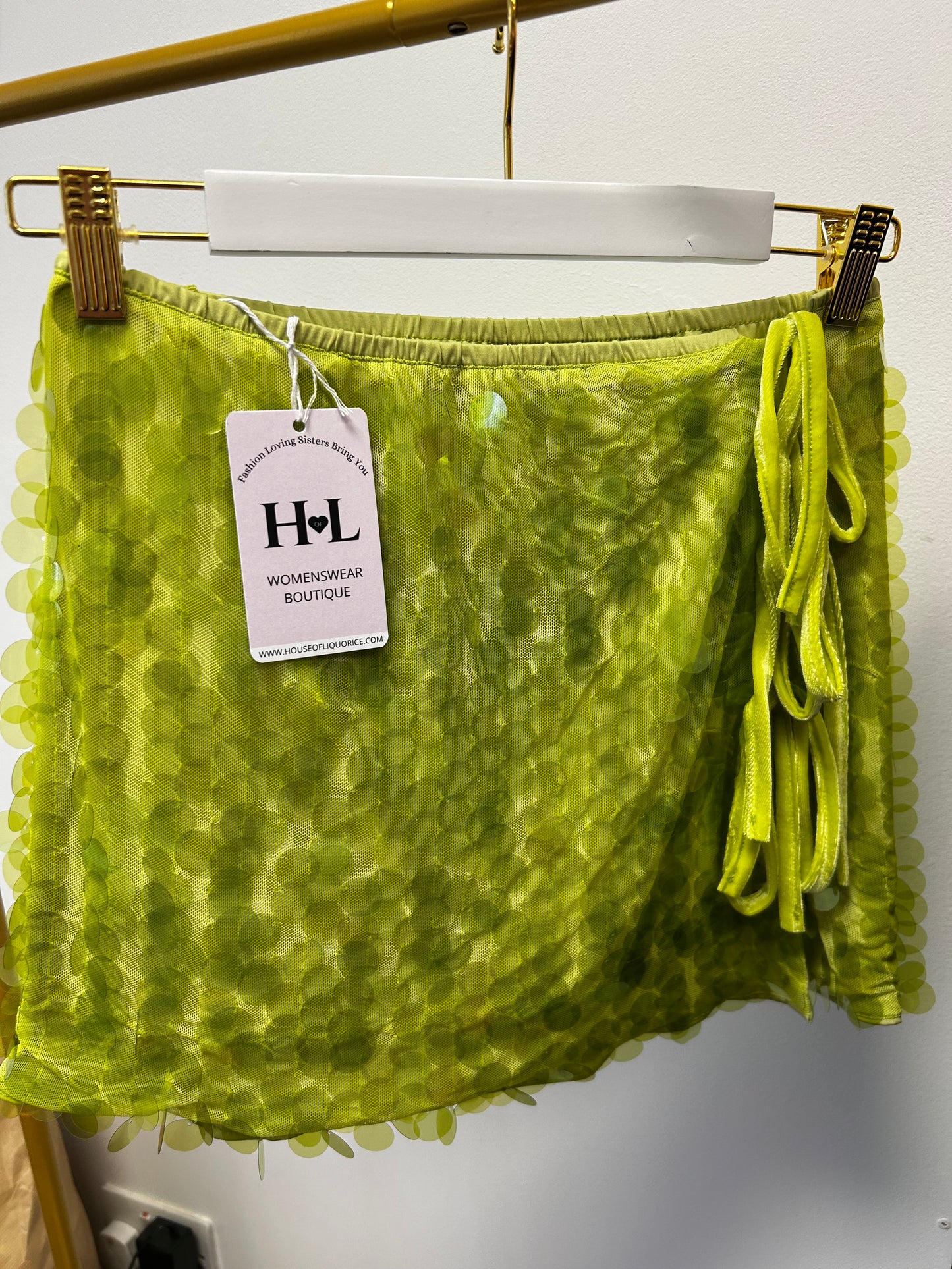 Carmen Green Sequin Side Split Skirt