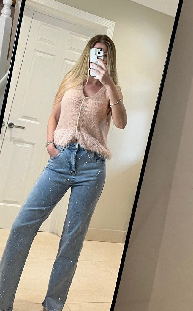 Beck Nude Pink Knitted Feather Top