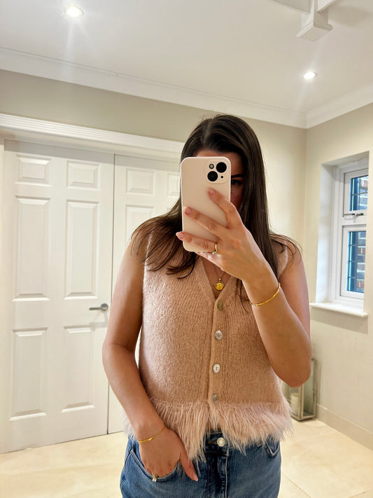 Beck Nude Pink Knitted Feather Top