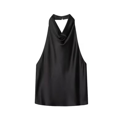 Aaliyah Black Halterneck Top