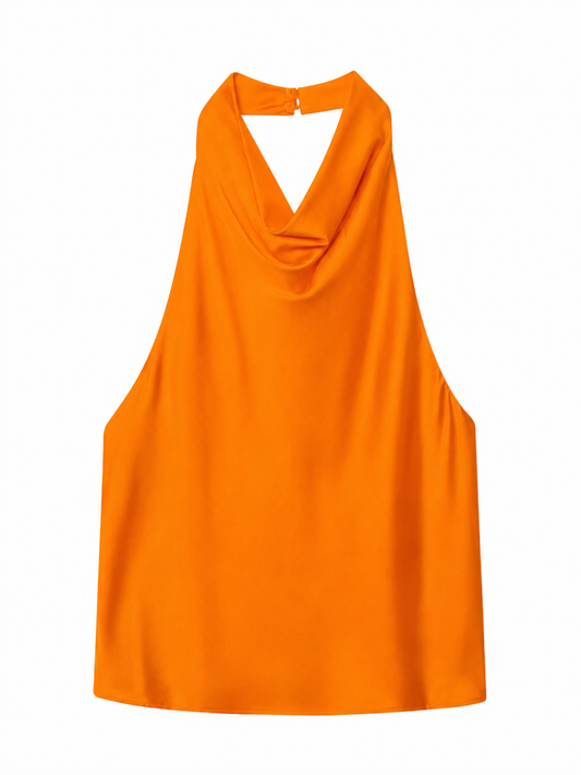 Aaliyah Orange Halterneck Top