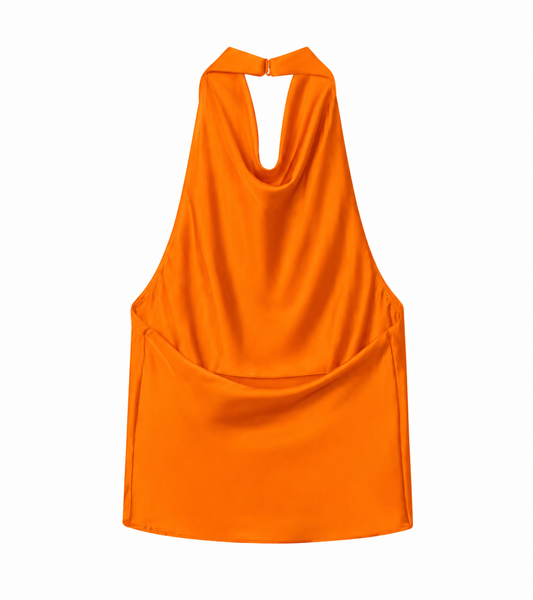 Aaliyah Orange Halterneck Top
