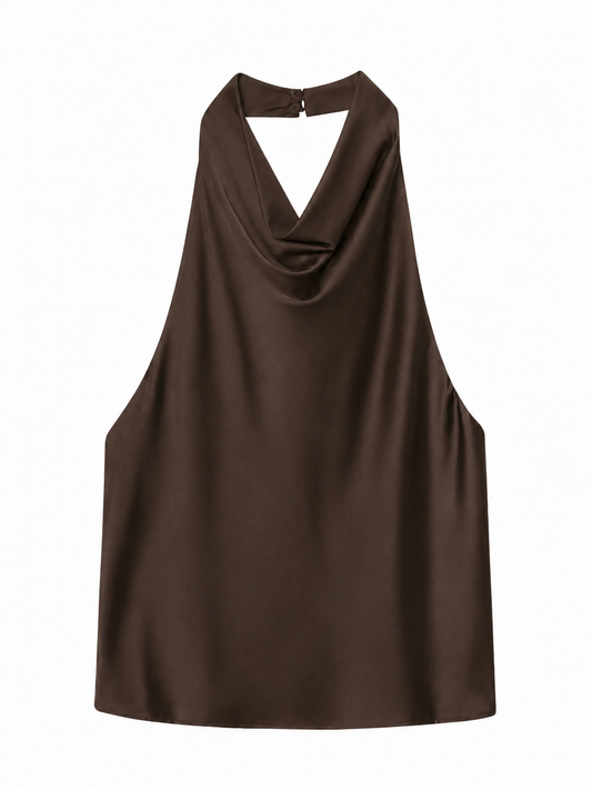 Aaliyah Brown Halterneck Top