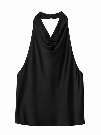 Aaliyah Black Halterneck Top
