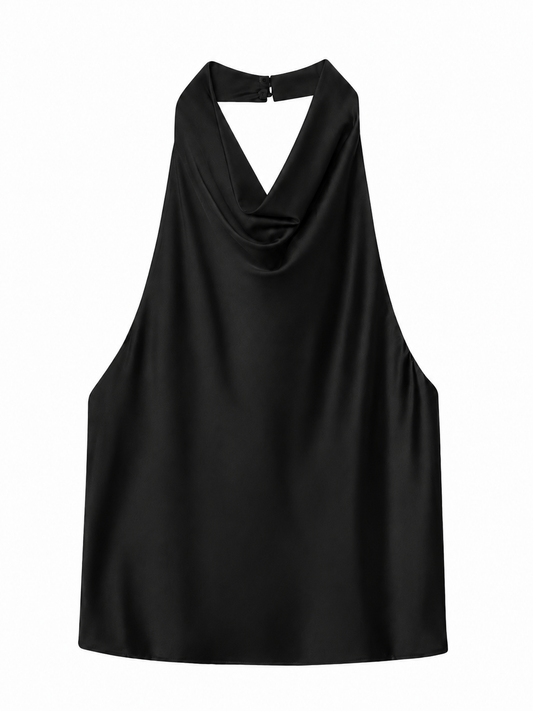 Aaliyah Black Halterneck Top