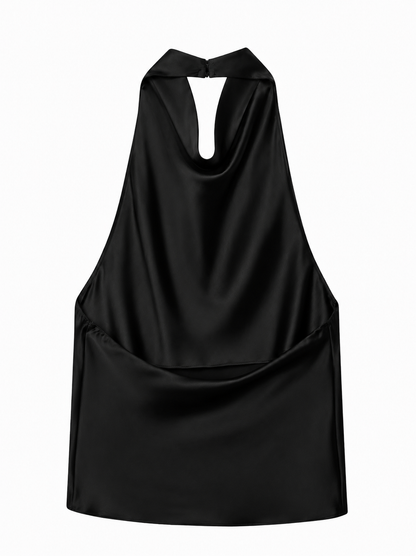 Aaliyah Black Halterneck Top