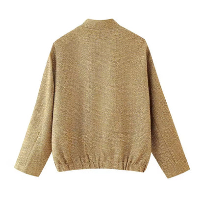 Gold Sequin Bomber Jacket