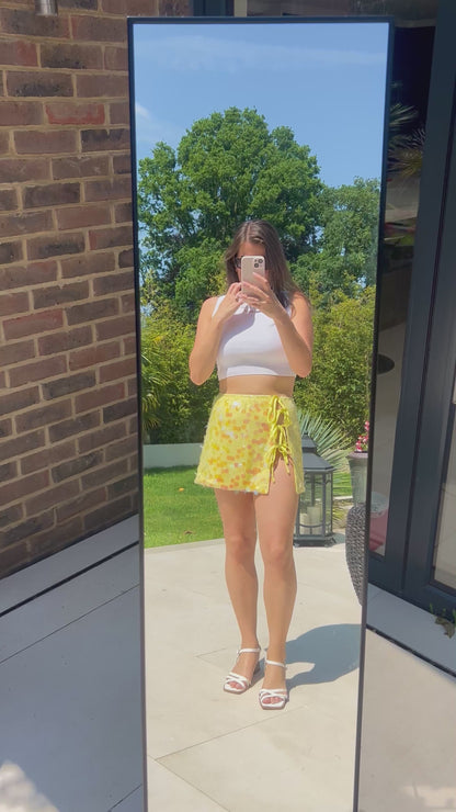 Carmen Yellow Sequin Side Split Skirt